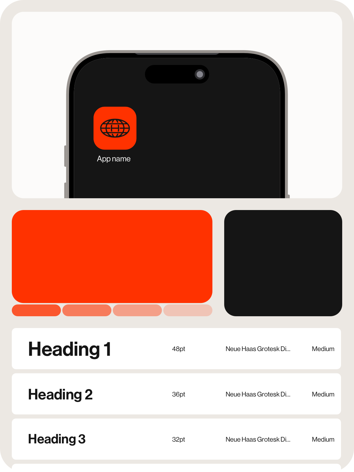 Brand Hub UI mockup showing logo and colour system