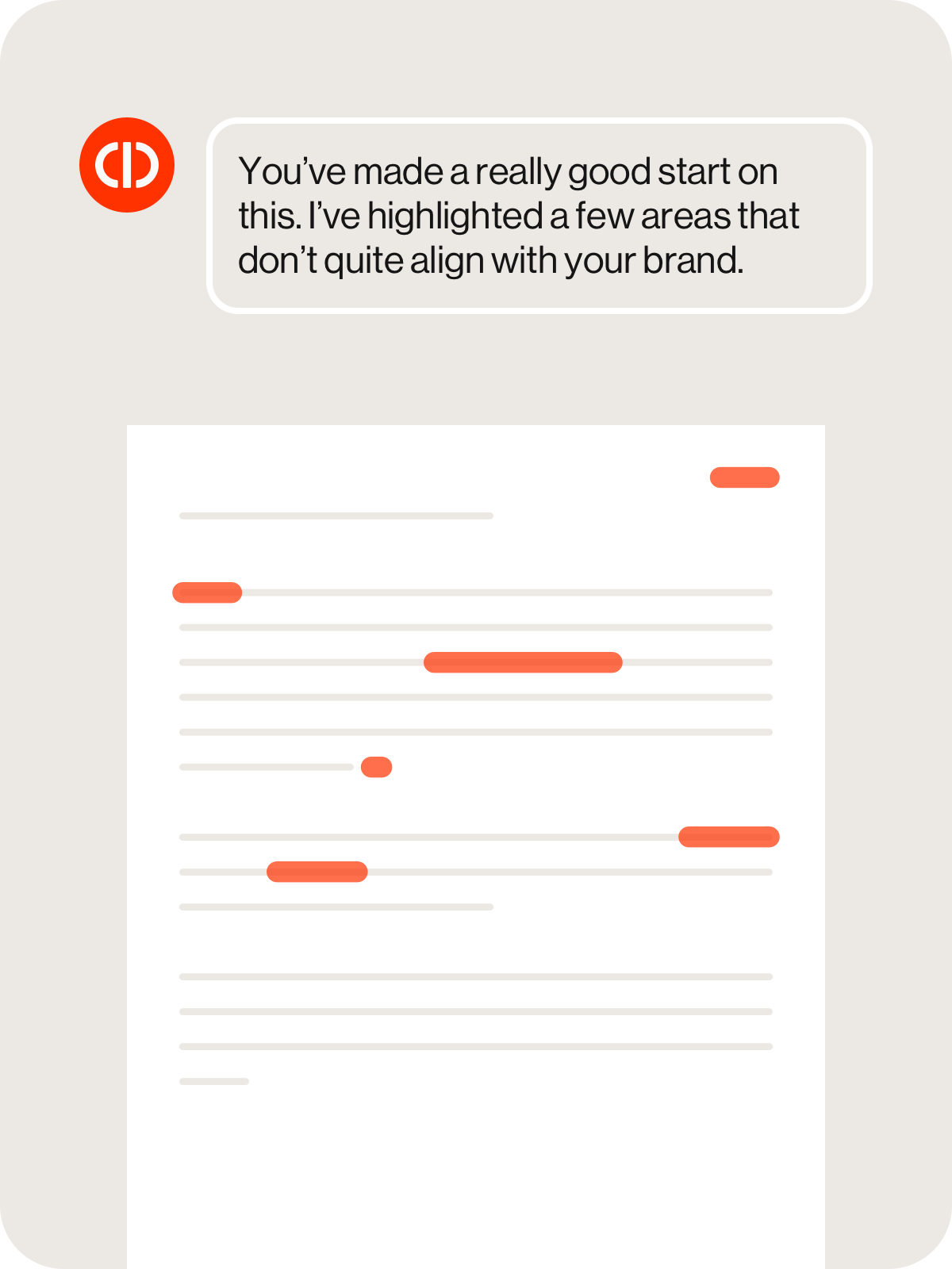 Document analysis UI mockup with Inzo response bubble